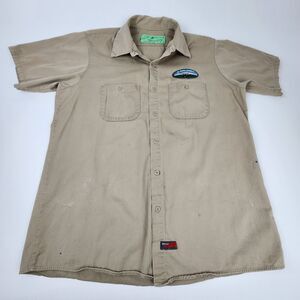 Red Kap El Paso County DOT Work Shirt Tan Button Front Uniform Mens L